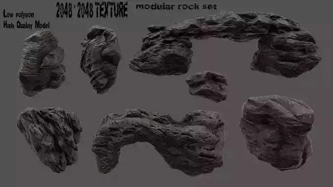 Rock  set  005 Low-poly 3D model