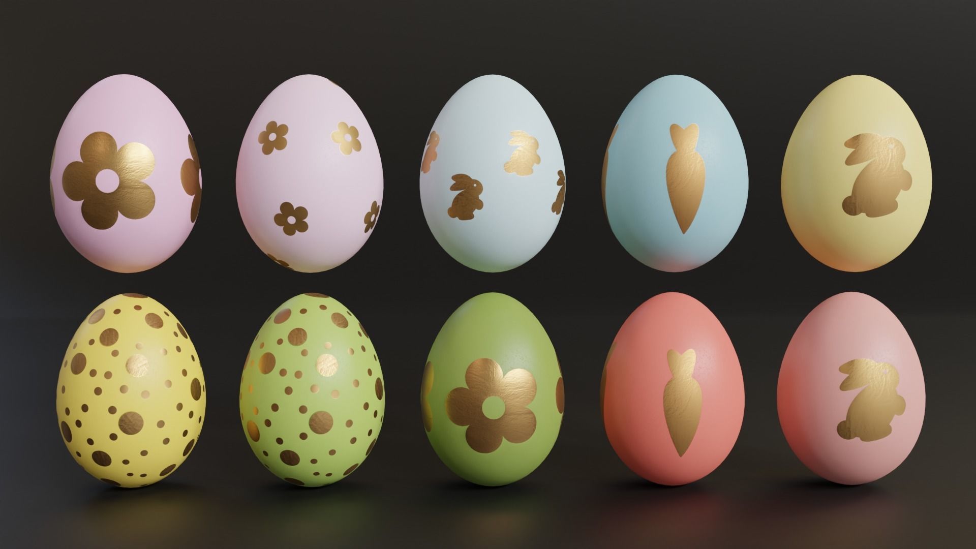 Easter Egg with Gold Print 3D model_5