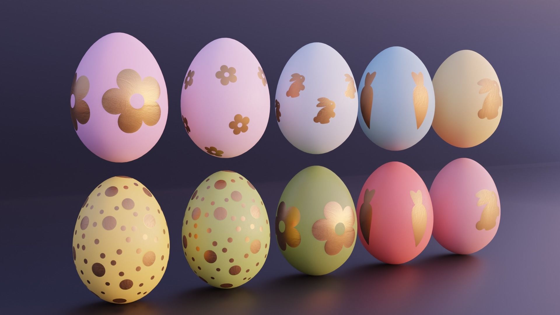Easter Egg with Gold Print 3D model_6