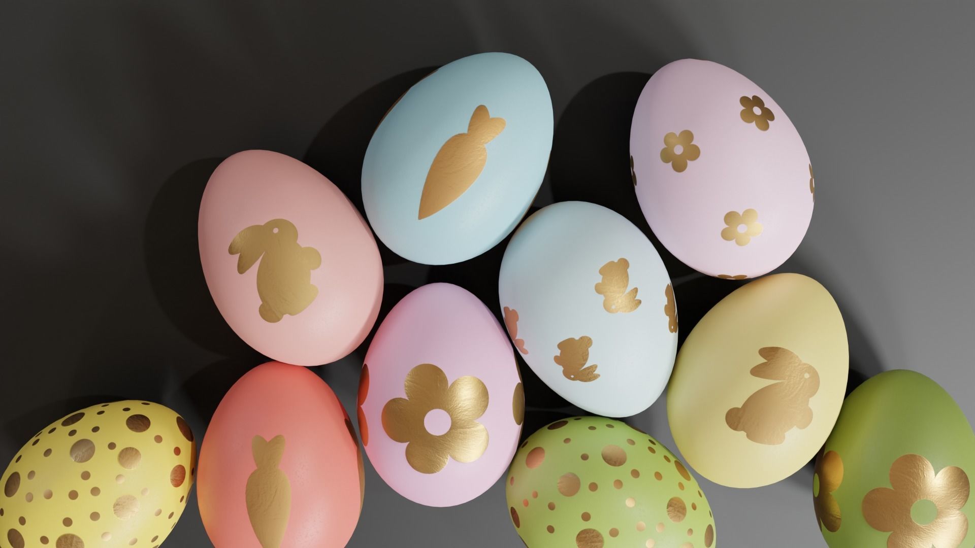 Easter Egg with Gold Print 3D model_4