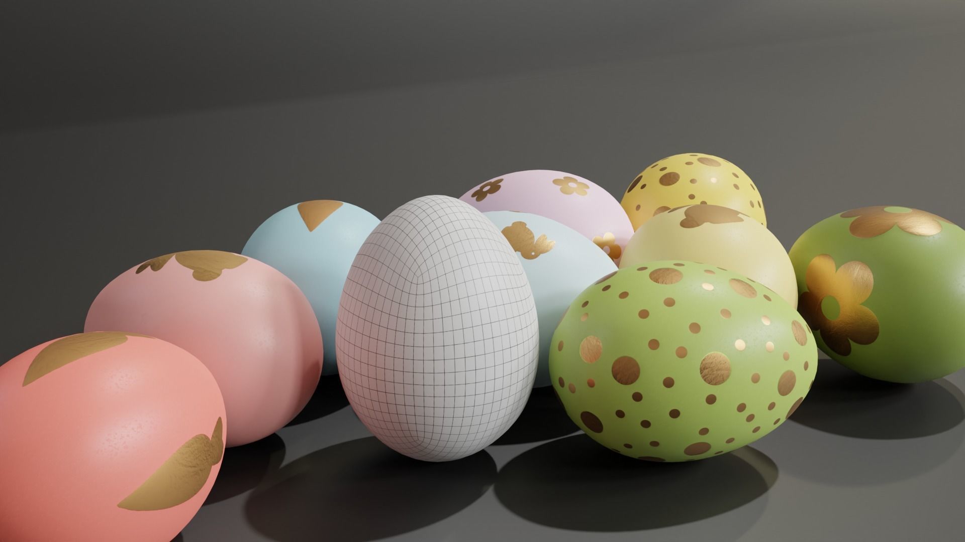 Easter Egg with Gold Print 3D model_8