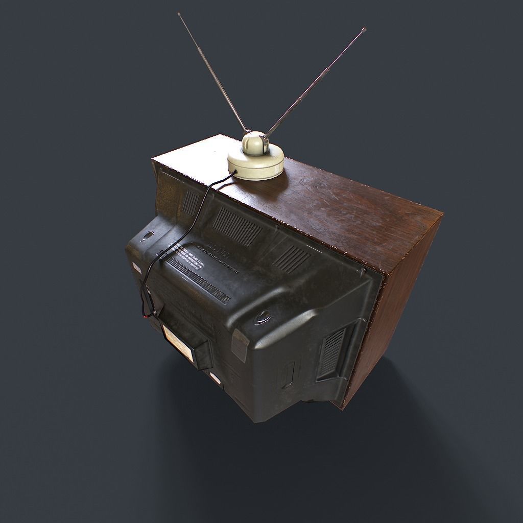 Old Retro TV Low-poly 3D model_5
