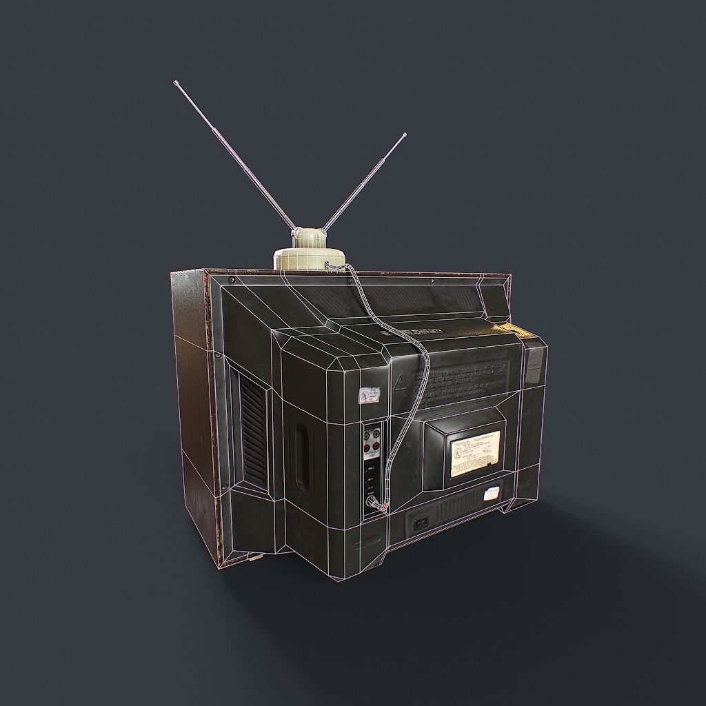 Old Retro TV Low-poly 3D model_25