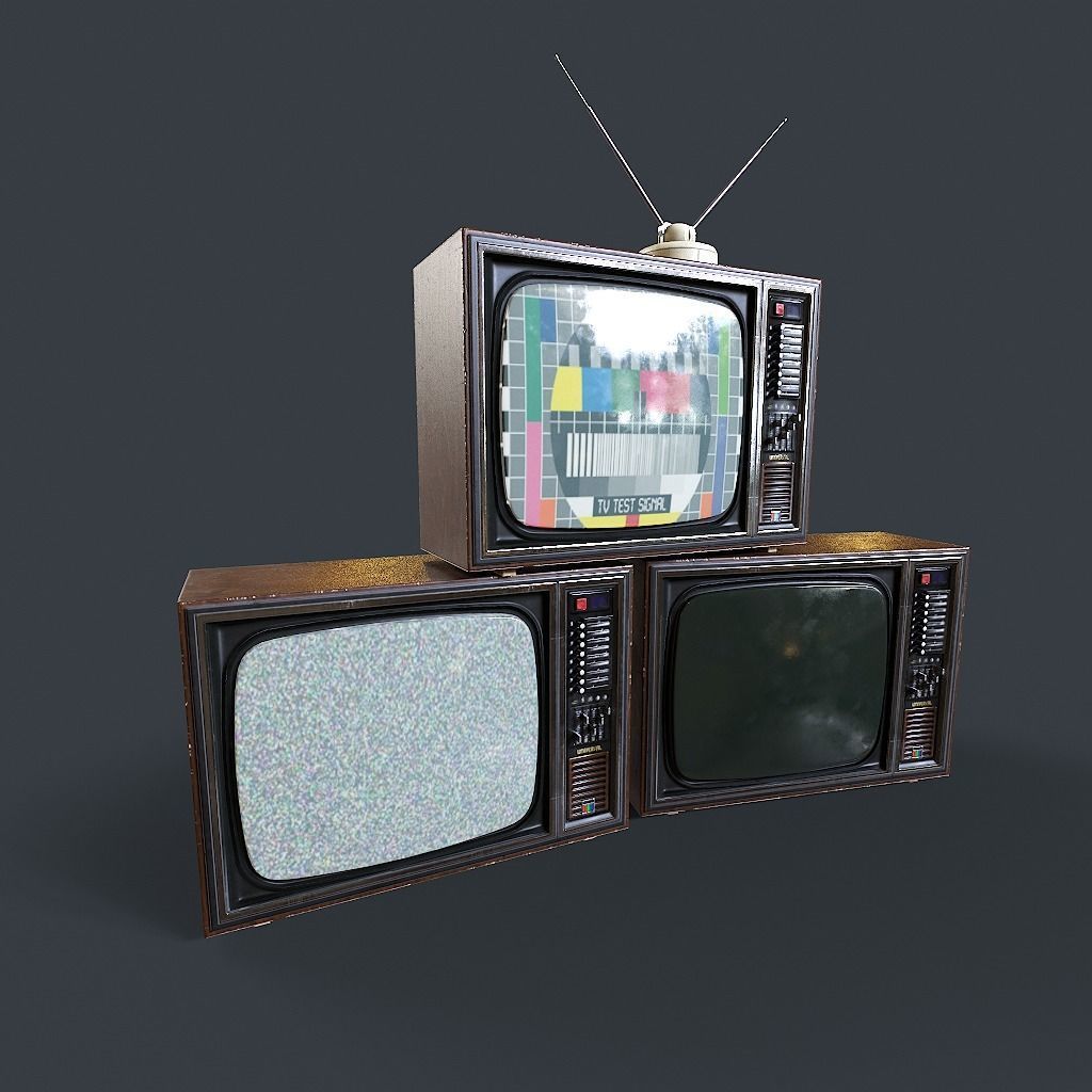 Old Retro TV Low-poly 3D model_22