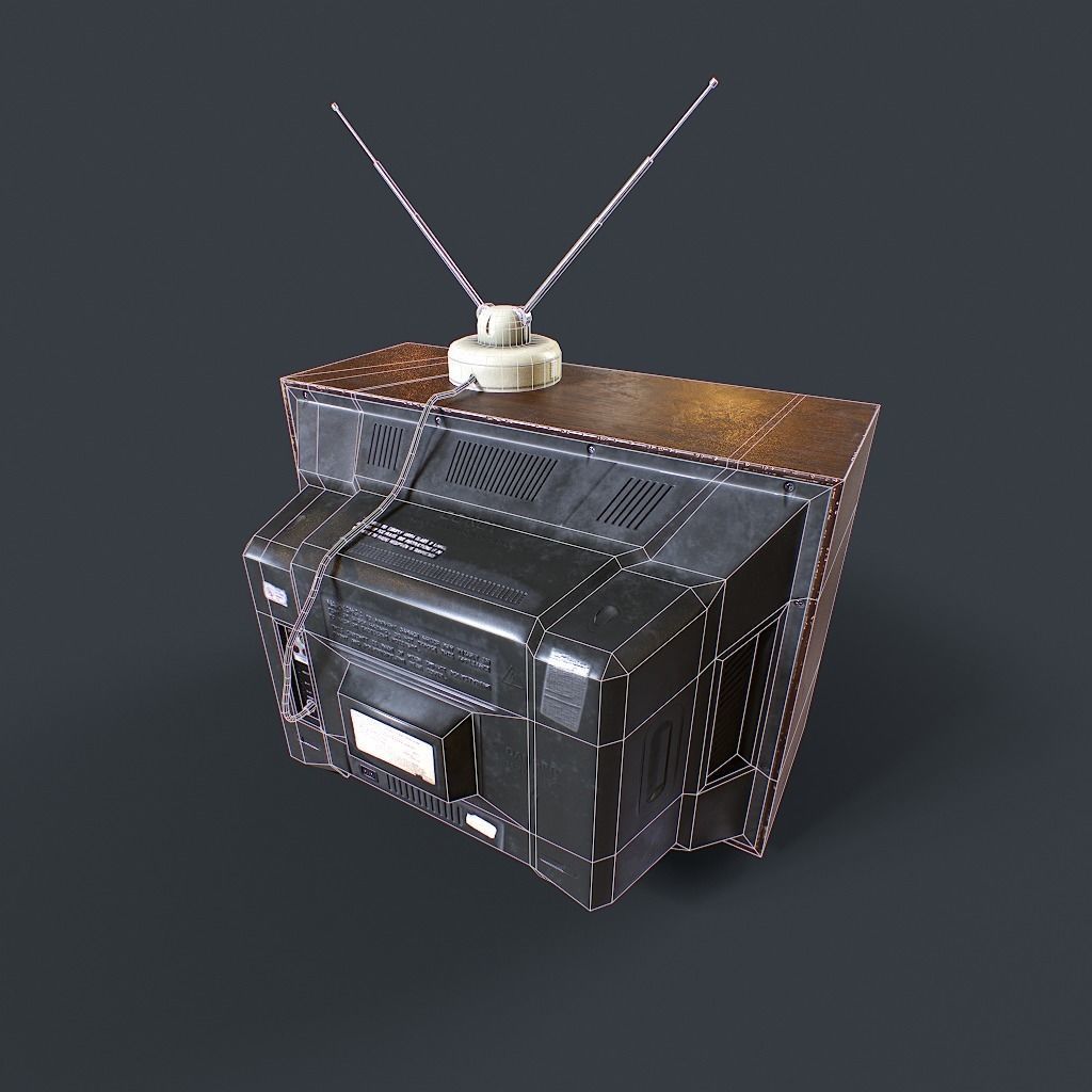 Old Retro TV Low-poly 3D model_26