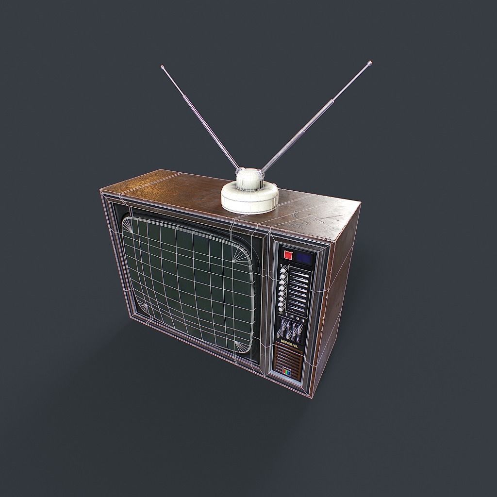 Old Retro TV Low-poly 3D model_24