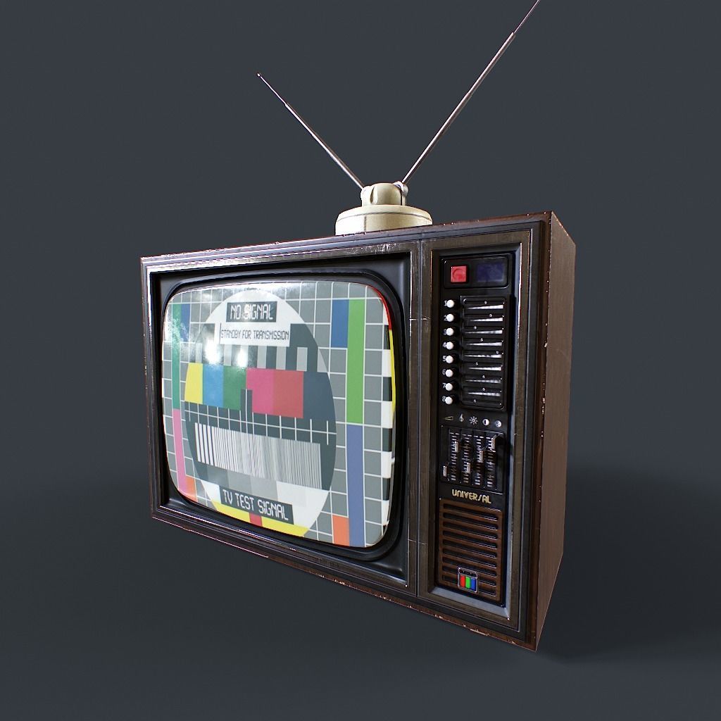 Old Retro TV Low-poly 3D model_16