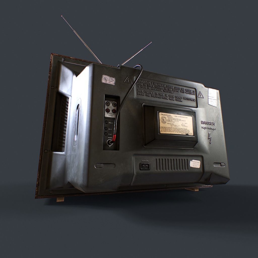 Old Retro TV Low-poly 3D model_7