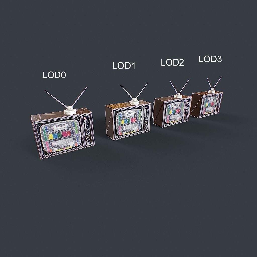 Old Retro TV Low-poly 3D model_27