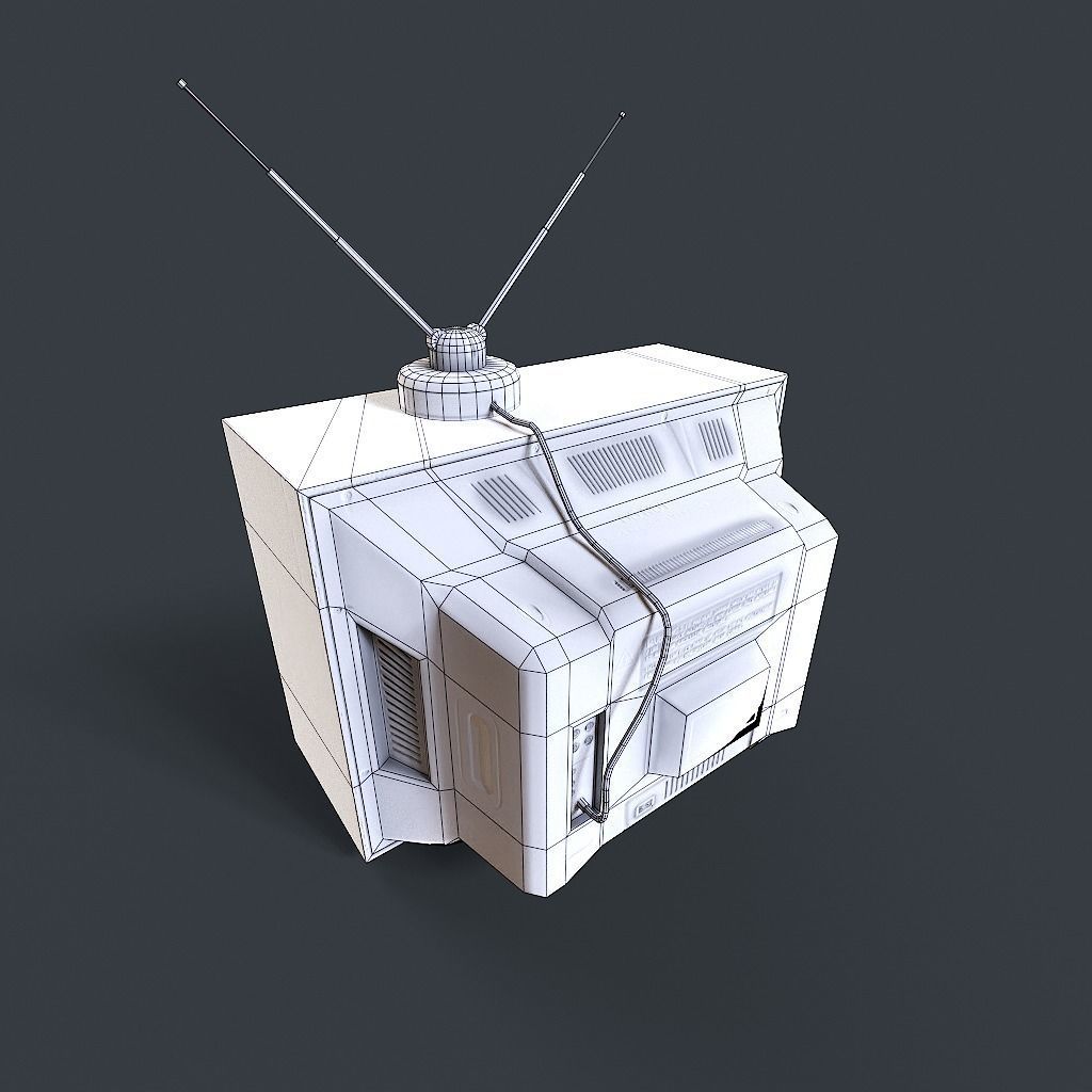 Old Retro TV Low-poly 3D model_32