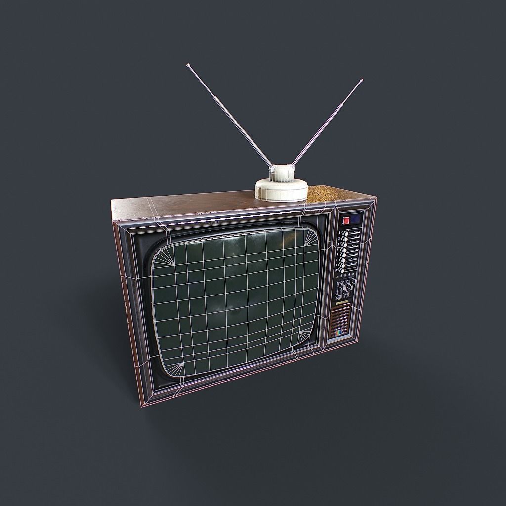 Old Retro TV Low-poly 3D model_23