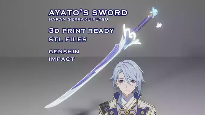 Ayato Sword Genshin Impact Haran Geppaku Futsu Print Ready 3D print model