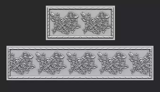 Islamic Tomb Roses Patterned Panel Model