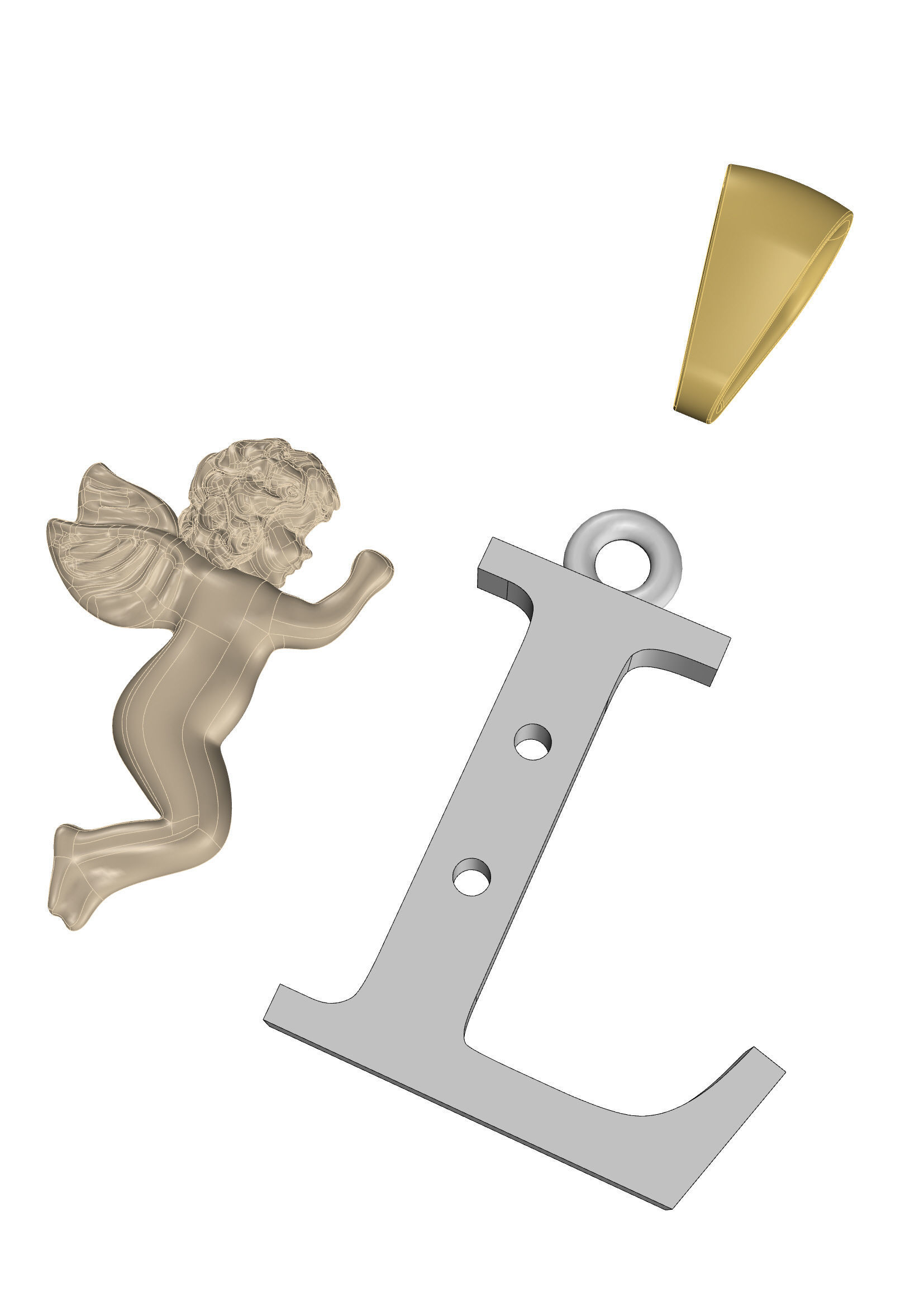 Pendant Letter L 3D print model_6