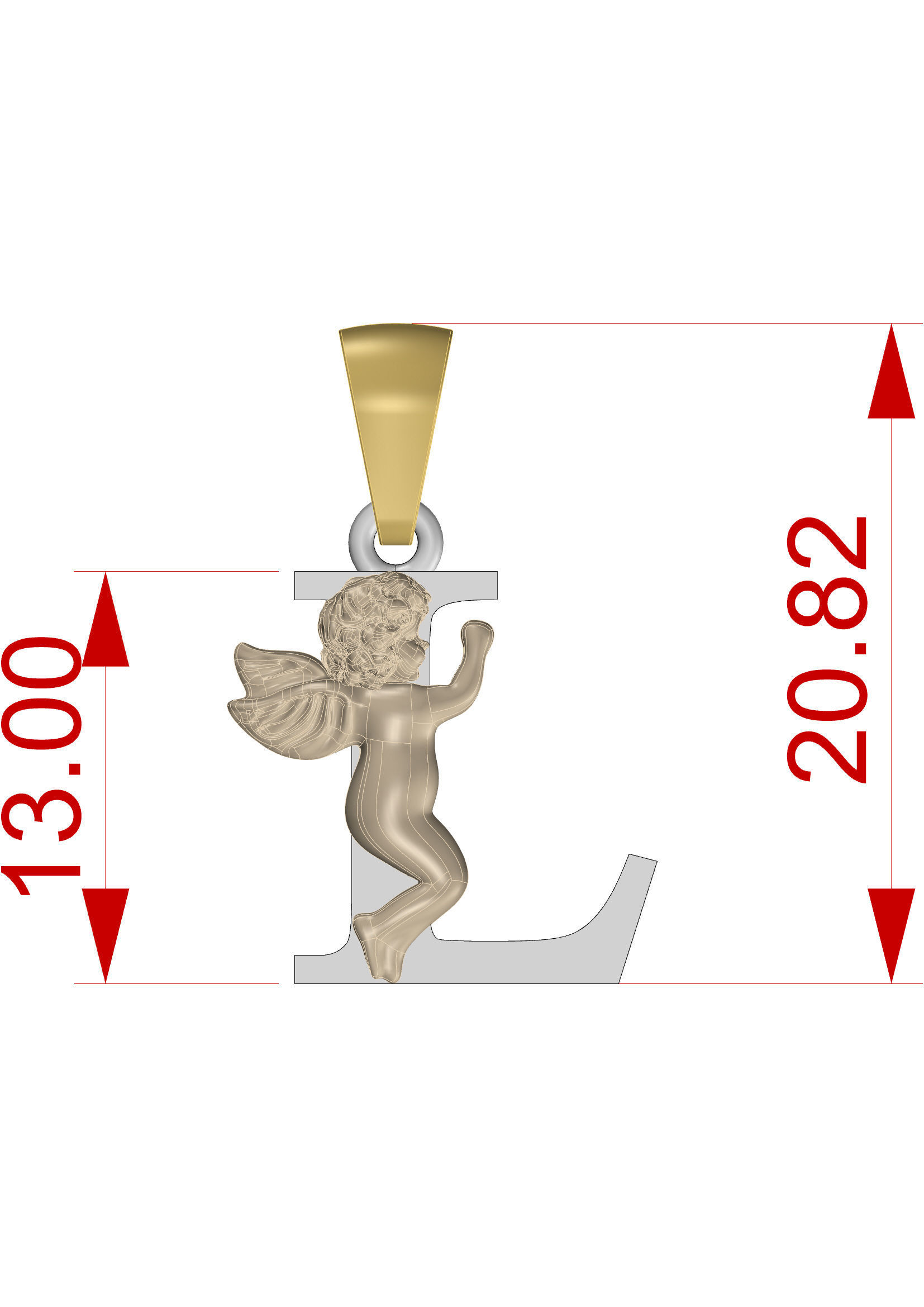 Pendant Letter L 3D print model_13