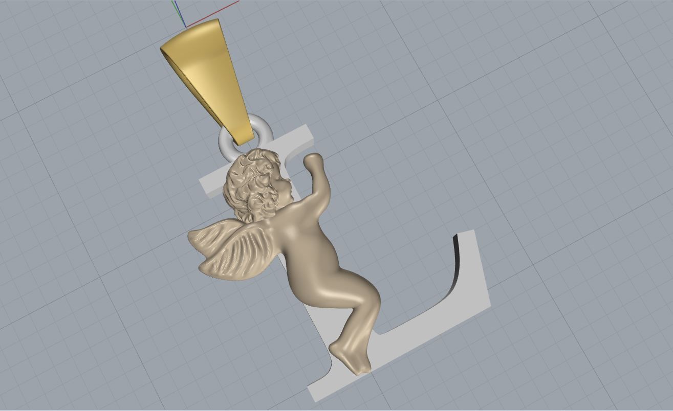 Pendant Letter L 3D print model_12