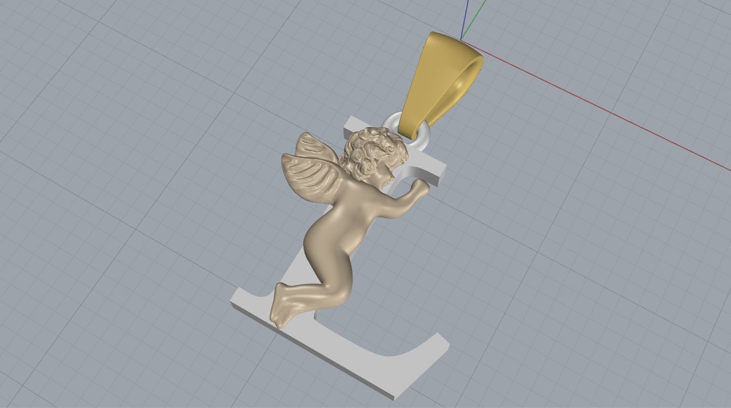 Pendant Letter L 3D print model_11