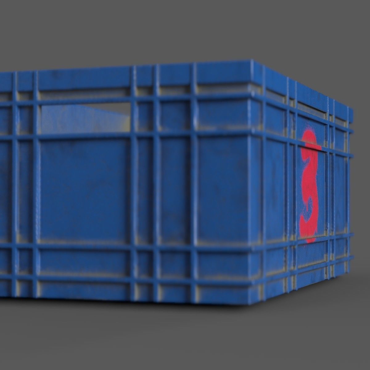 low-poly box crate with number Low-poly 3D model_2