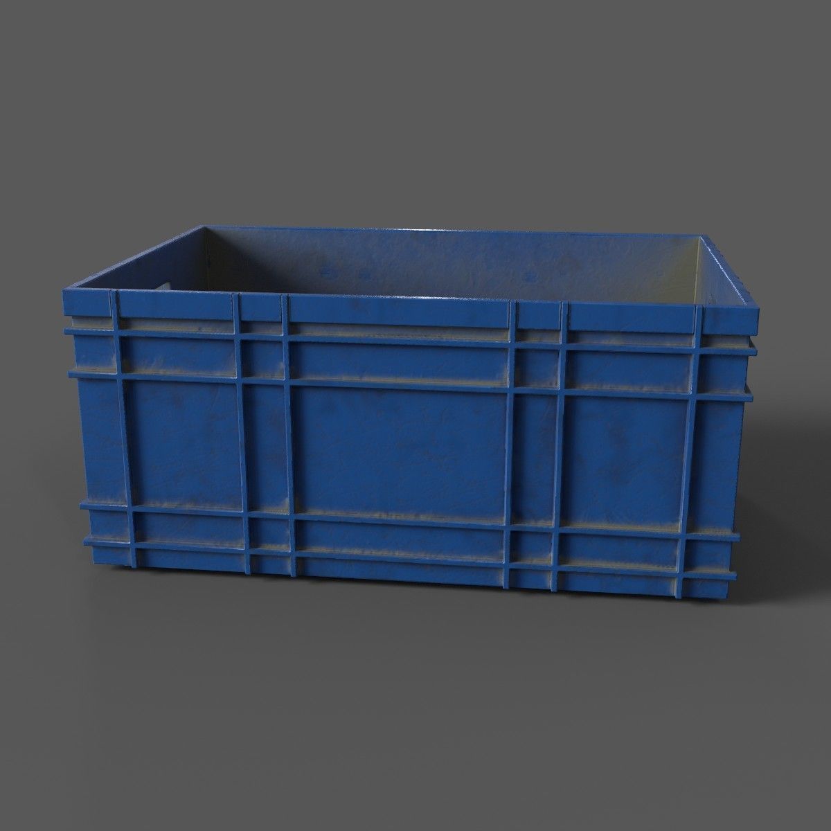 low-poly box crate with number Low-poly 3D model_4