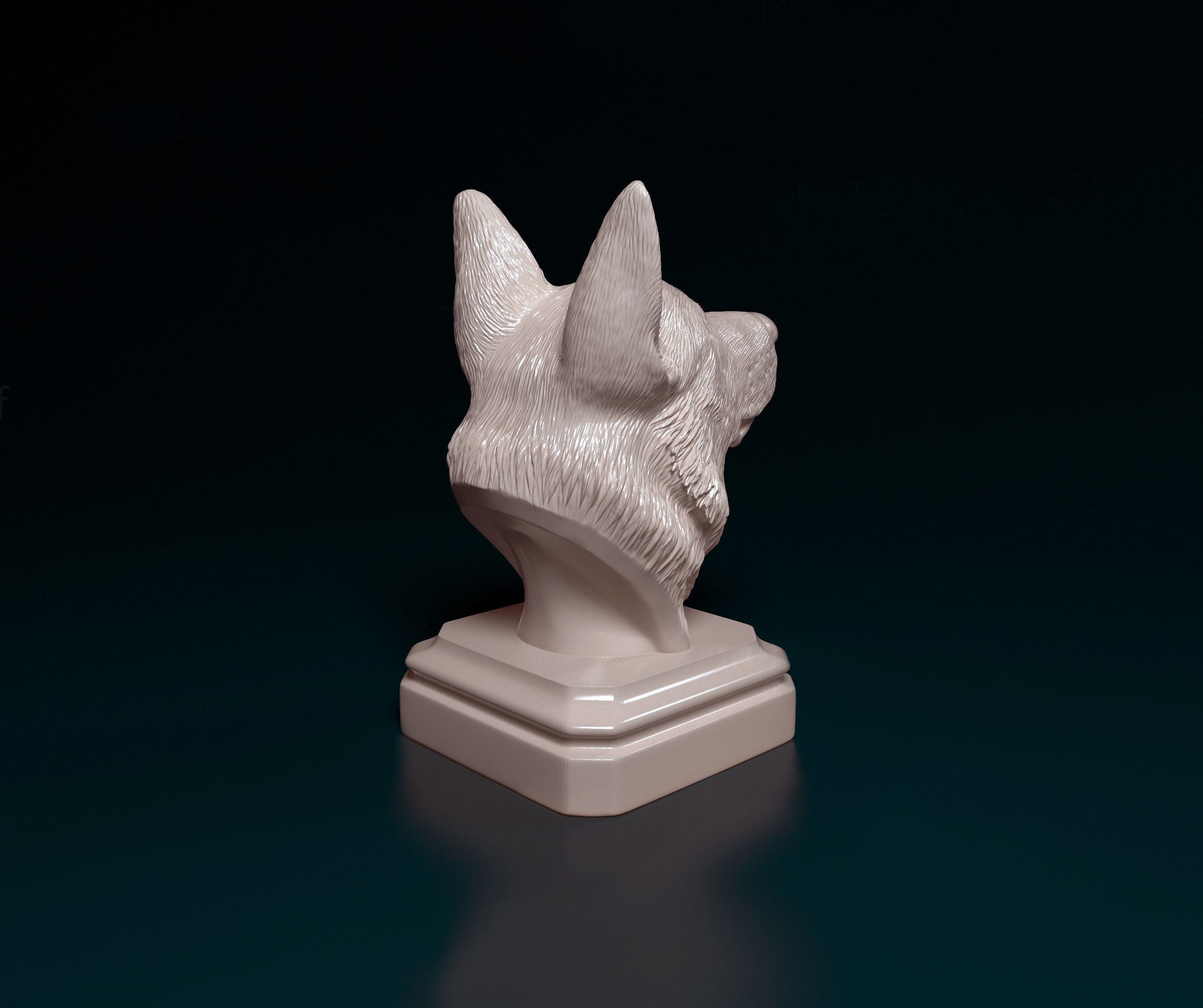 German shepherd bust 3D print model_2