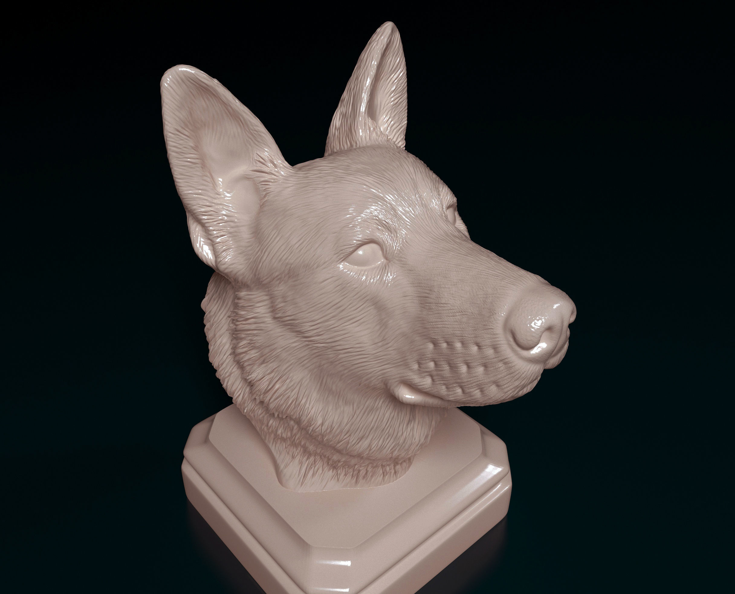 German shepherd bust 3D print model_5