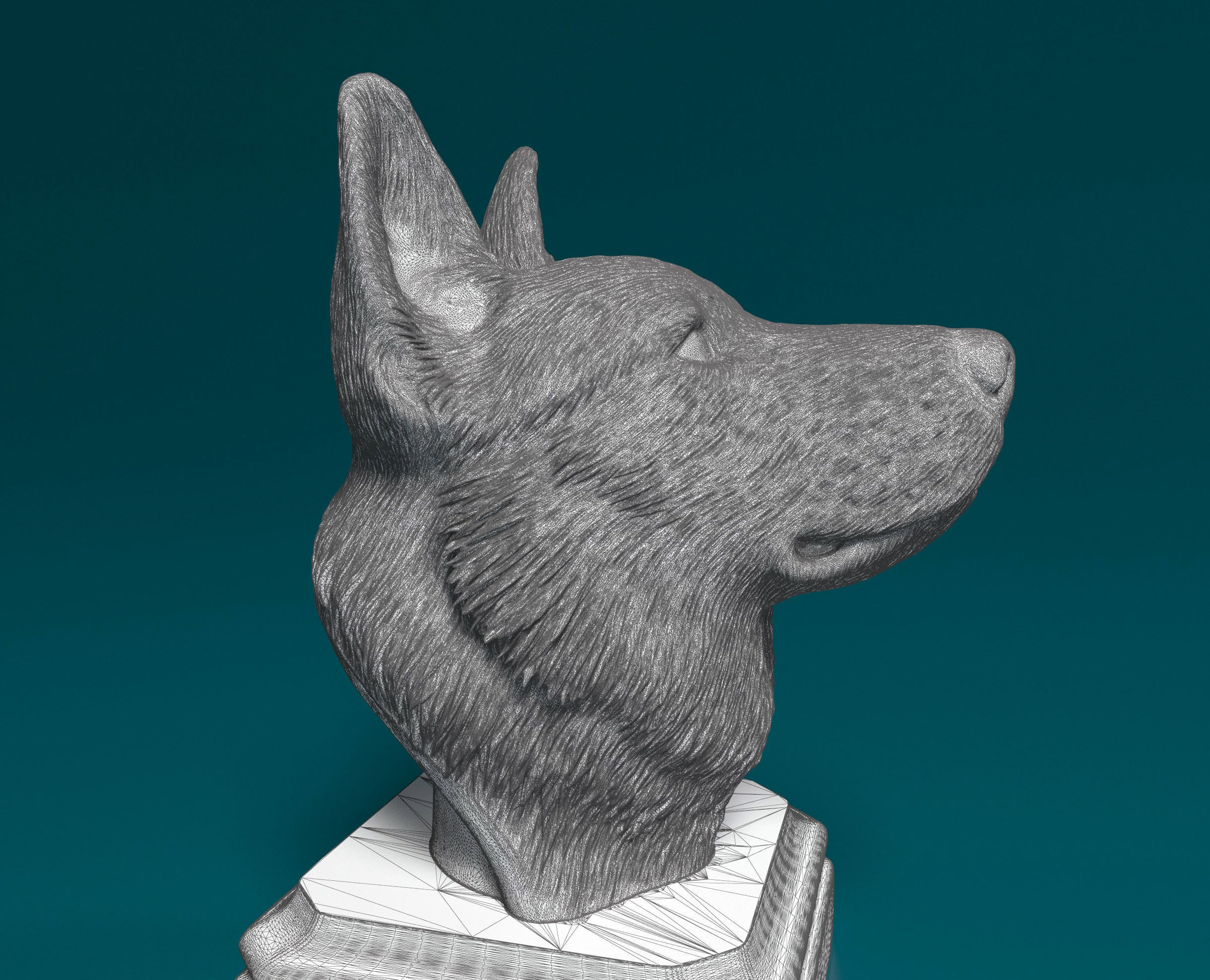 German shepherd bust 3D print model_6