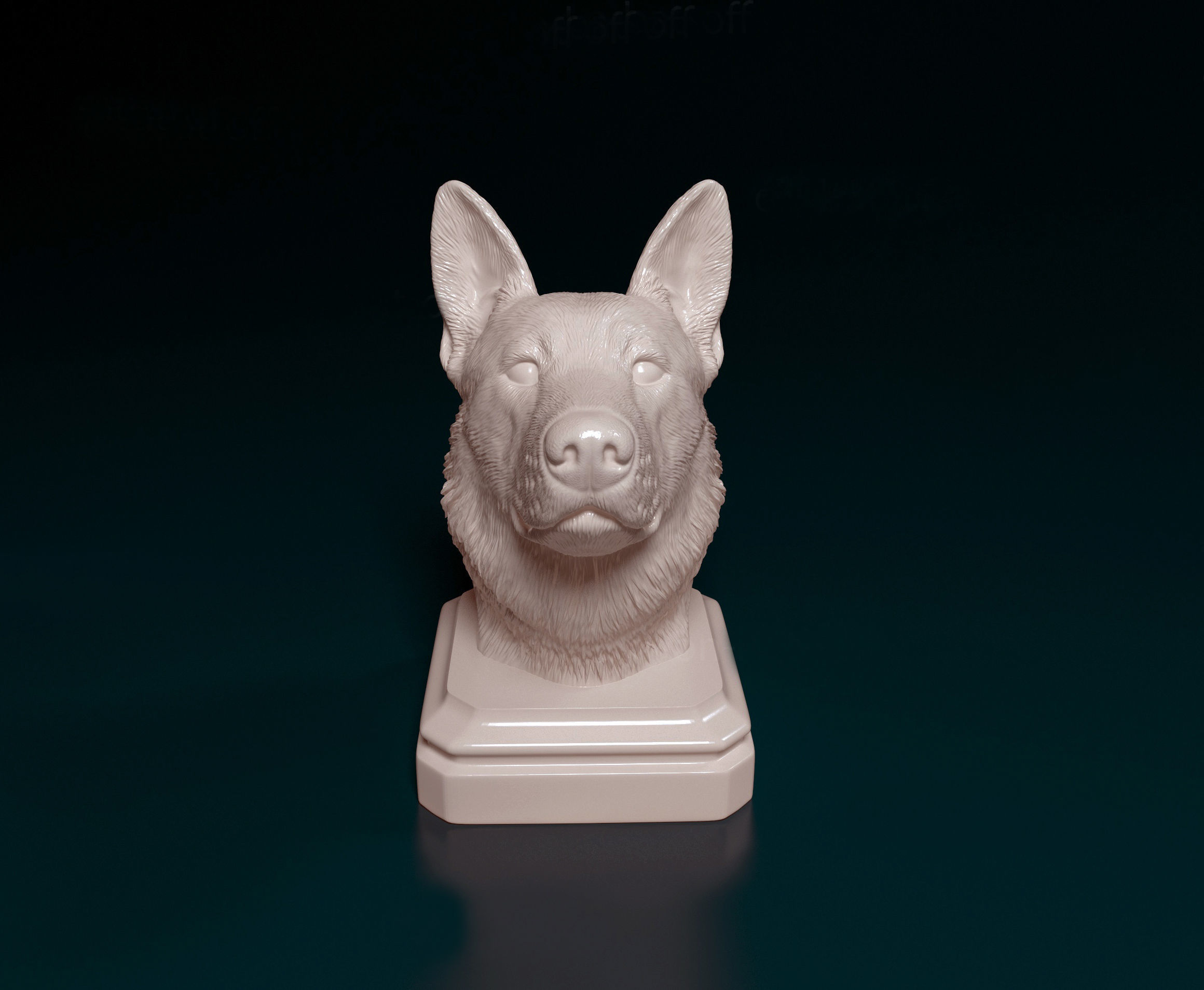 German shepherd bust 3D print model_4