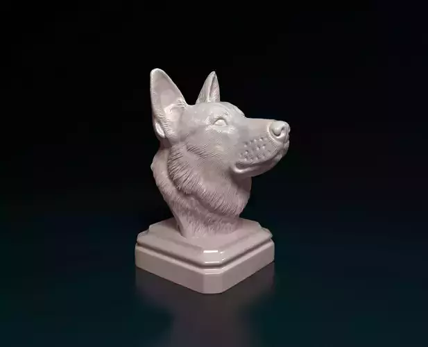 German shepherd bust 3D print model