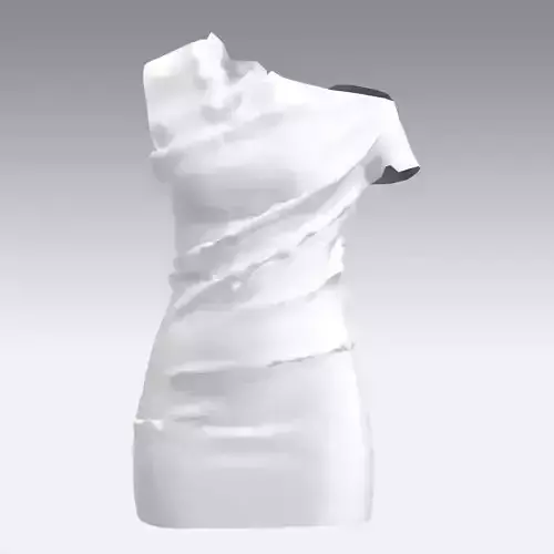 DRESS ONE SHOULDER WHITE DRAPED FASHION STYLE LOOK WOMAN