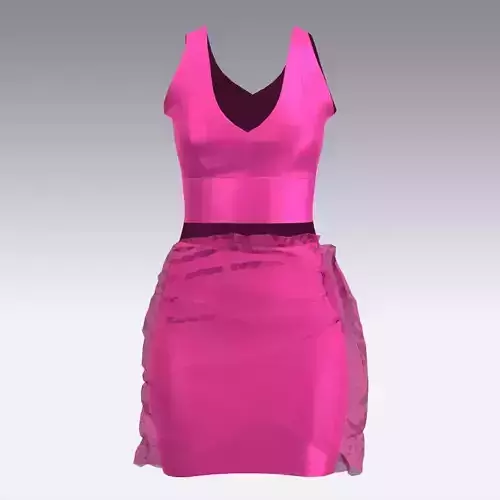 DRESS PINK  V NECKLINE VUAL SKIRT LOOK PANEL DRESS LITTLE DRESS