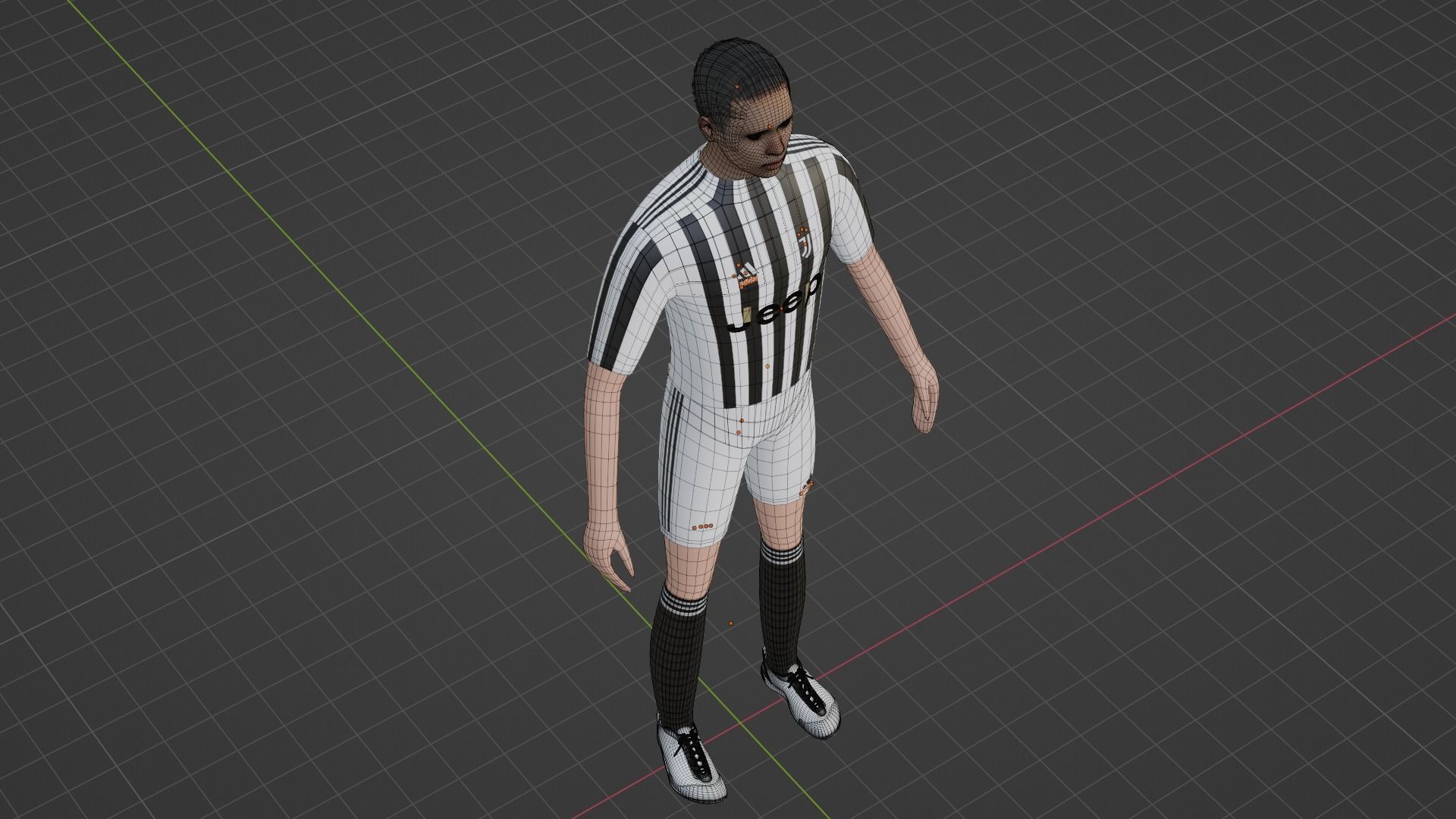 Soccer Player - Juventus Low-poly 3D model_6