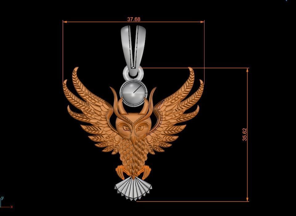 Owl pendant 3D print model_9