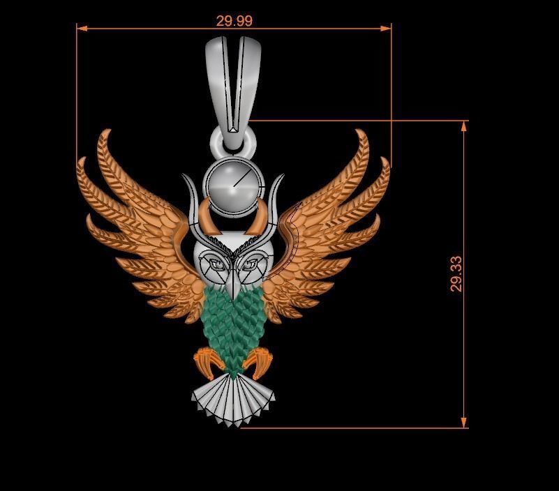 Owl pendant 3D print model_3