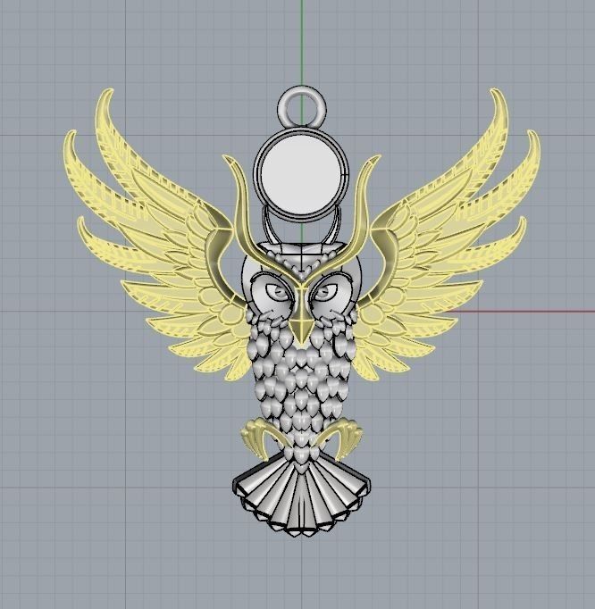 Owl pendant 3D print model_4
