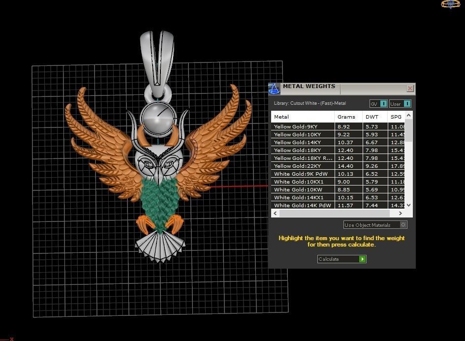 Owl pendant 3D print model_6