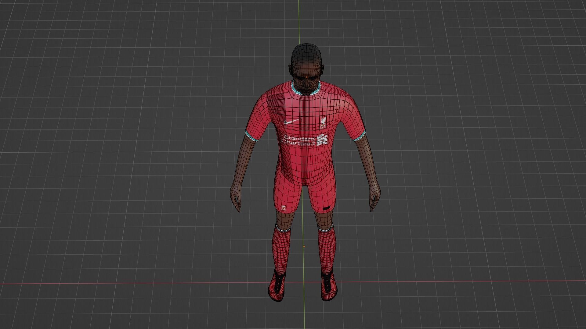 Soccer Player - Liverpool Low-poly 3D model_8