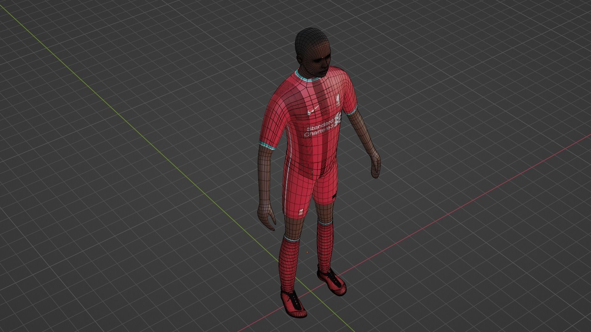 Soccer Player - Liverpool Low-poly 3D model_6