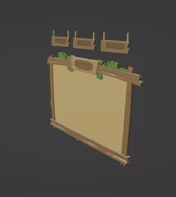 wooden notice boards Low-poly 3D model