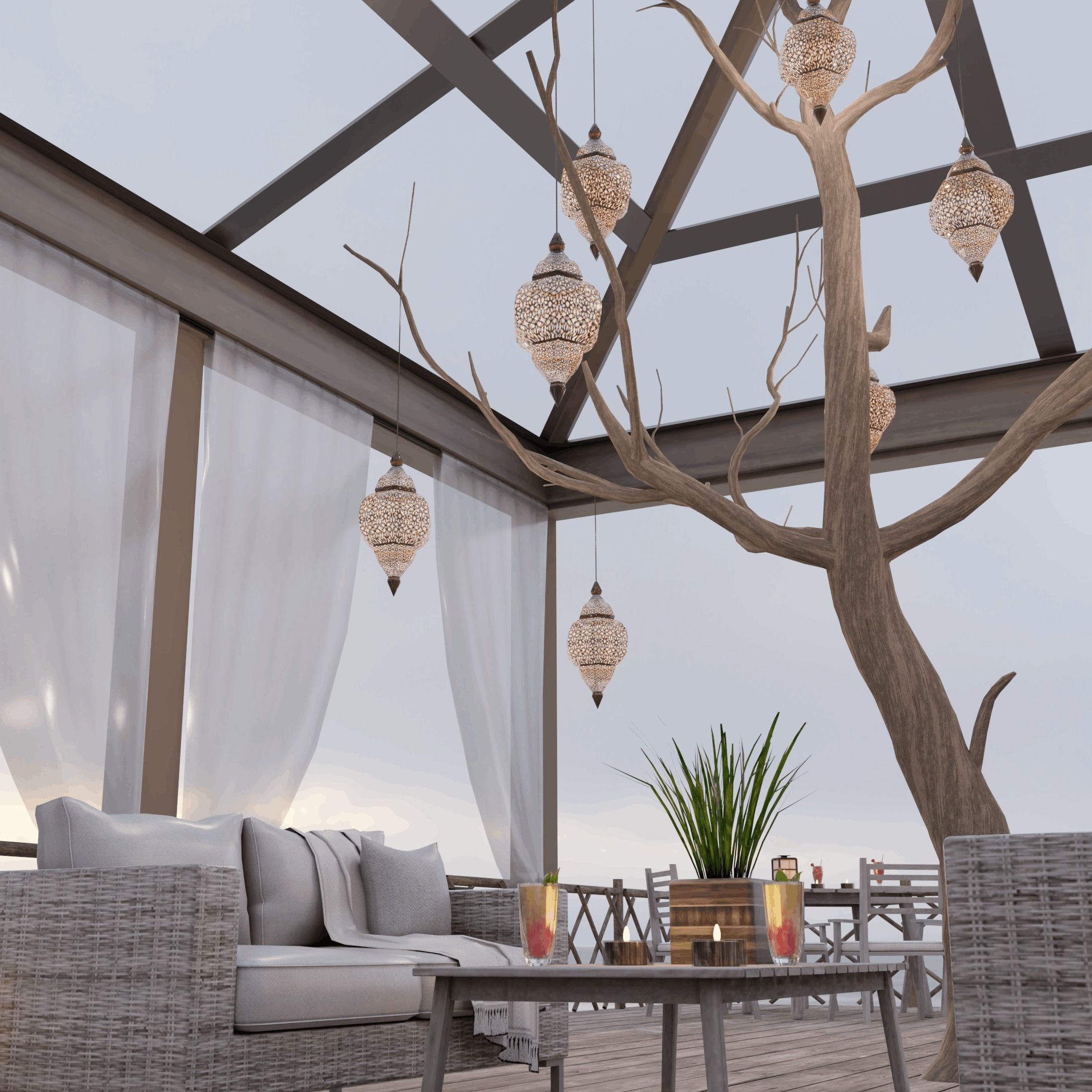 Beach Terrace Blender Scene - DAY 3D model_4