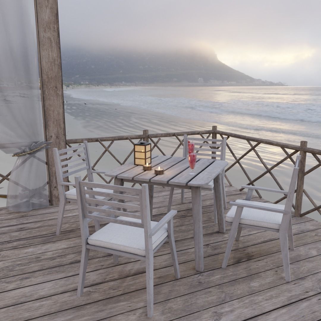 Beach Terrace Blender Scene - DAY 3D model_2