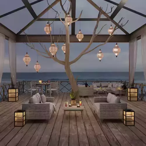 Beach Terrace Blender Scene - EVENING