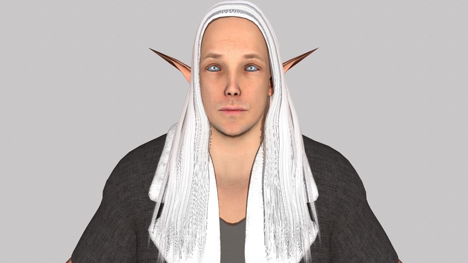 Elf hunter Low-poly 3D model_8