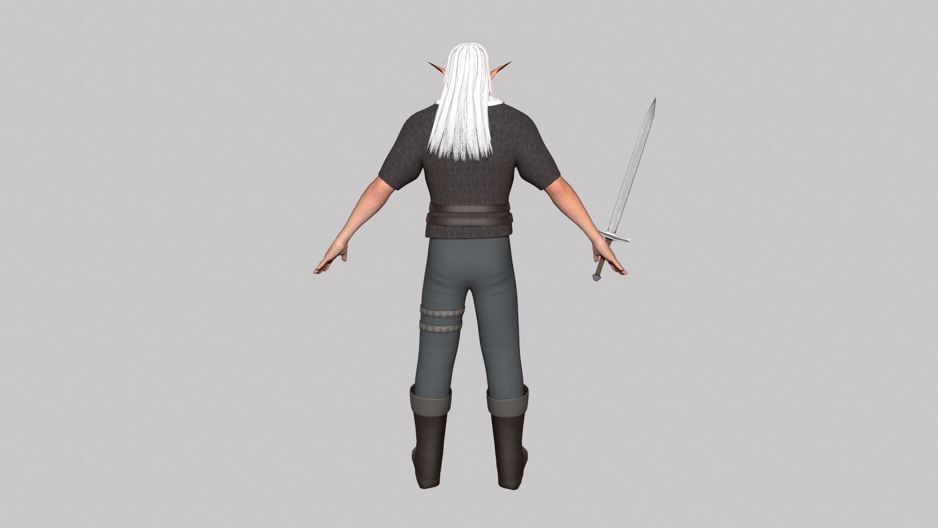 Elf hunter Low-poly 3D model_7