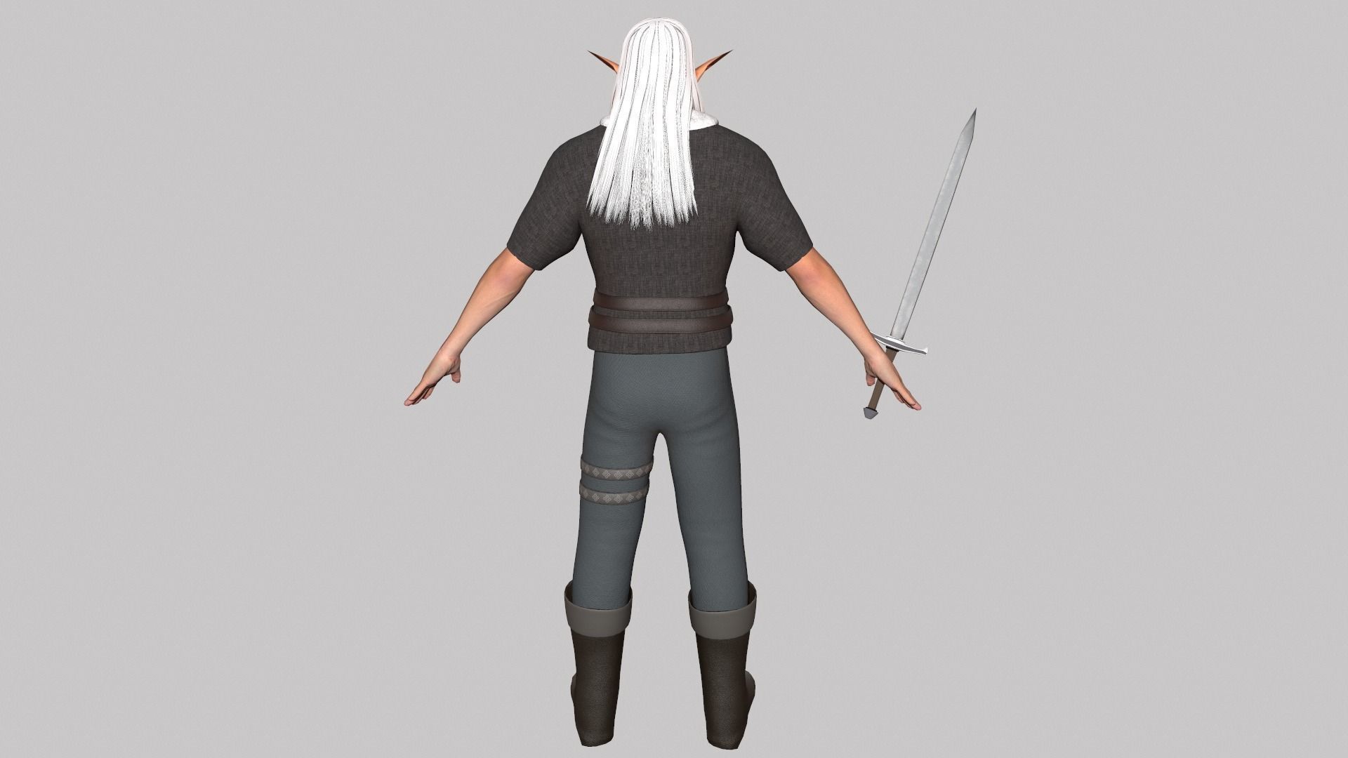 Elf hunter Low-poly 3D model_4