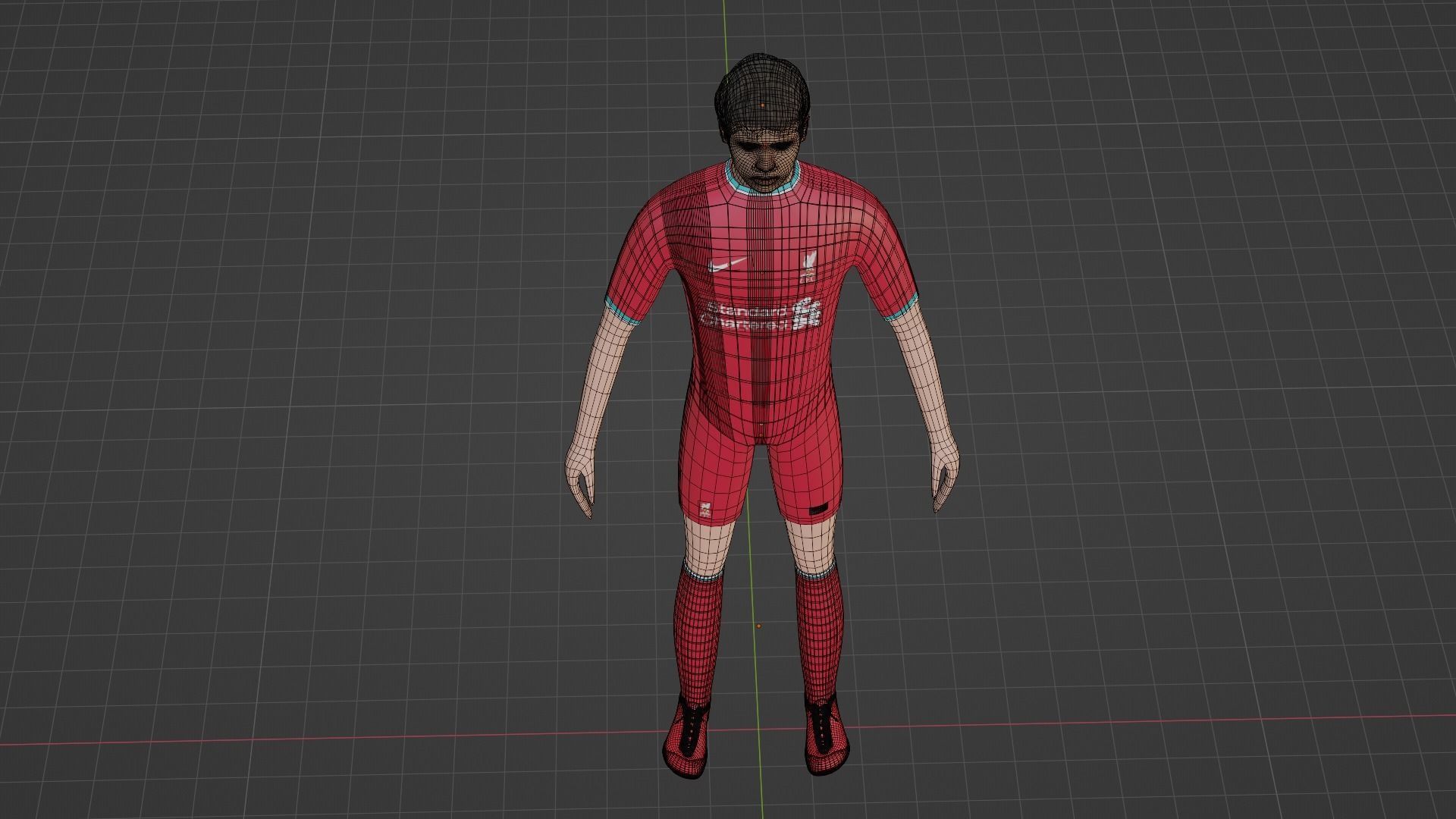 Soccer Player - Liverpool Low-poly 3D model_7