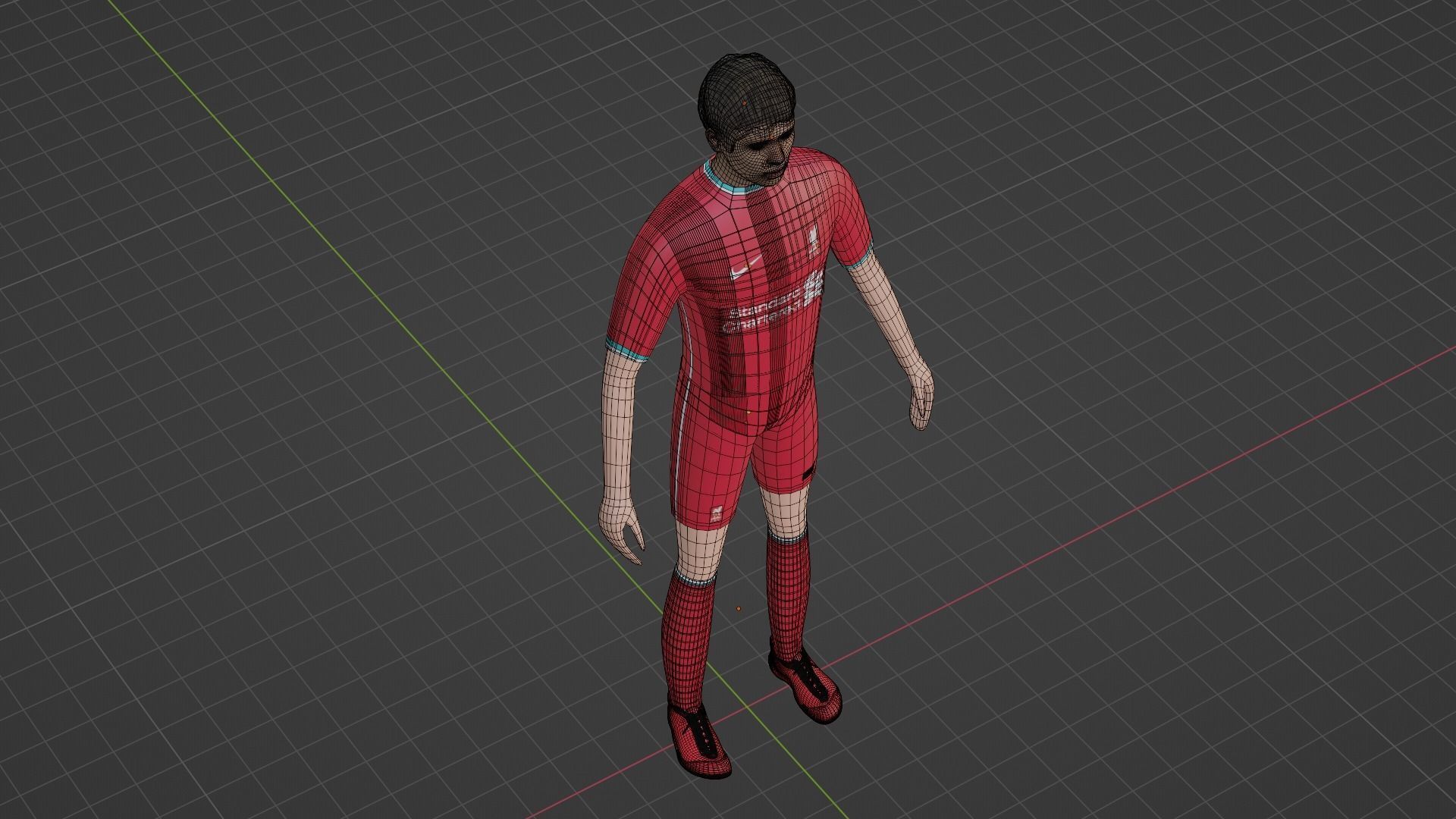 Soccer Player - Liverpool Low-poly 3D model_6