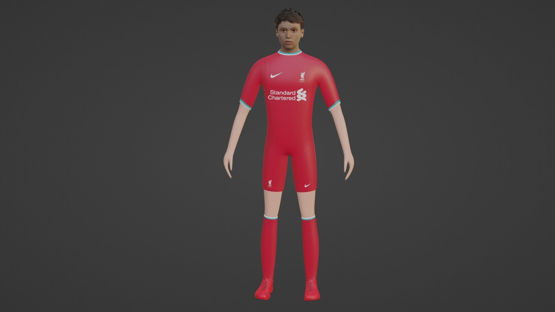 Soccer Player - Liverpool Low-poly 3D model_4