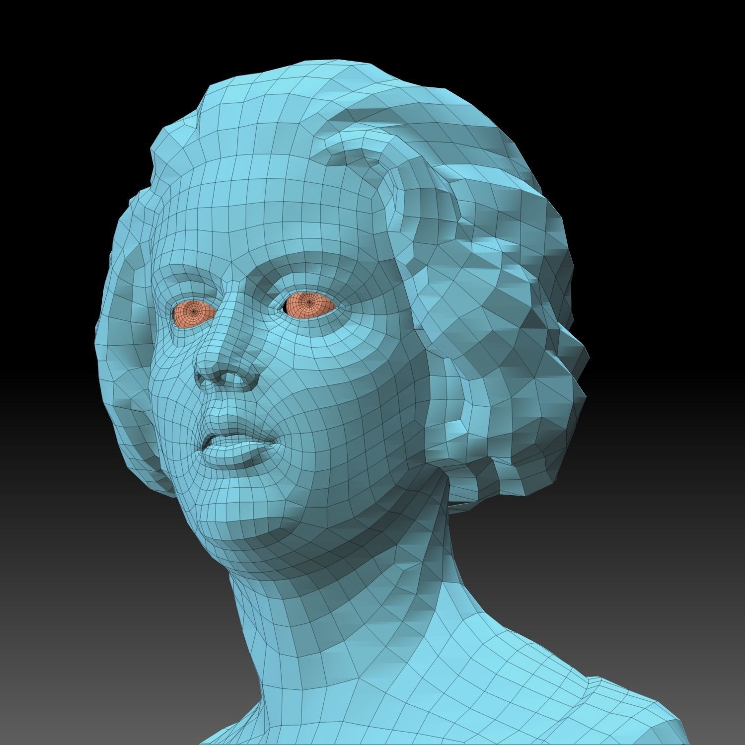 Female head sculpt model 3D model_9