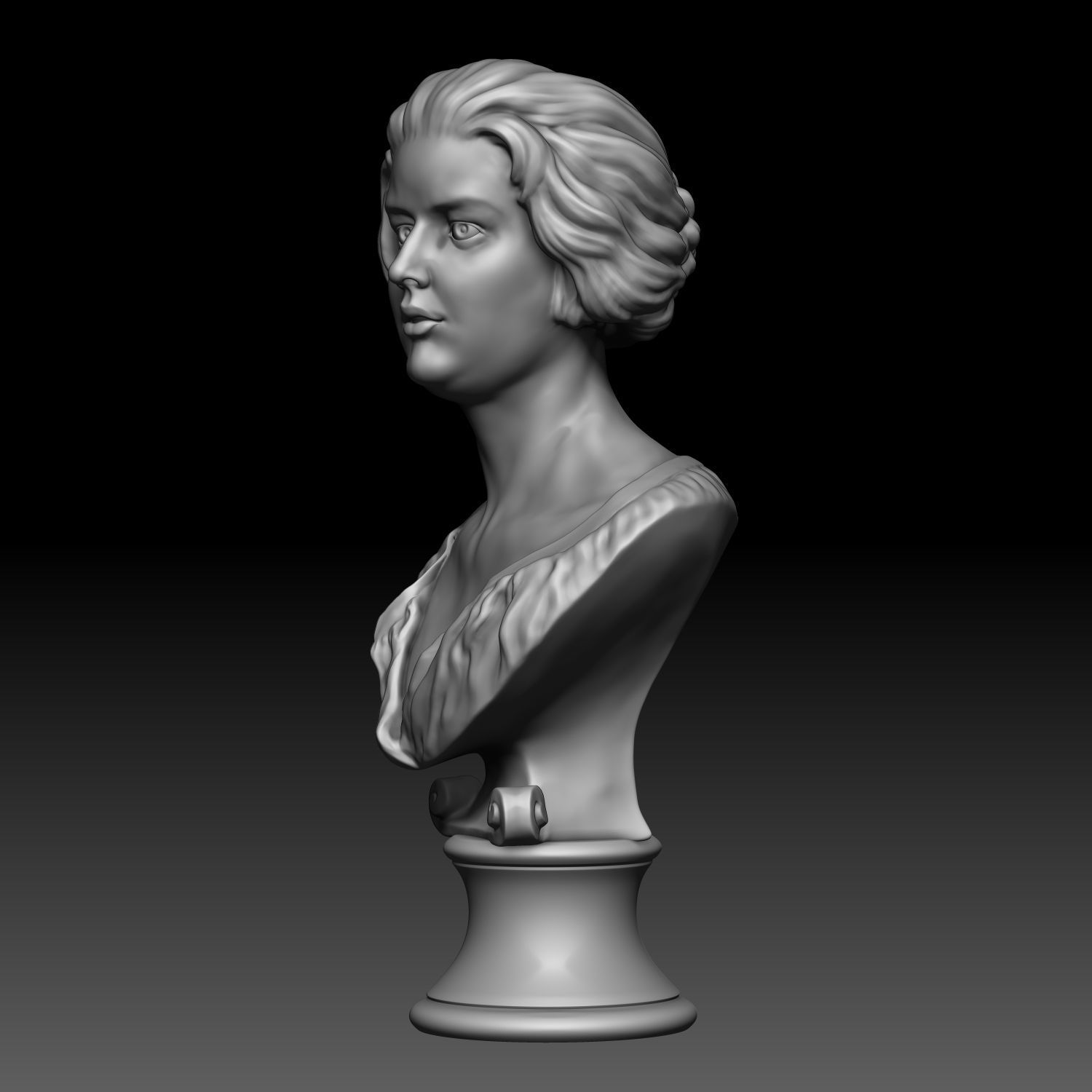 Female head sculpt model 3D model_7