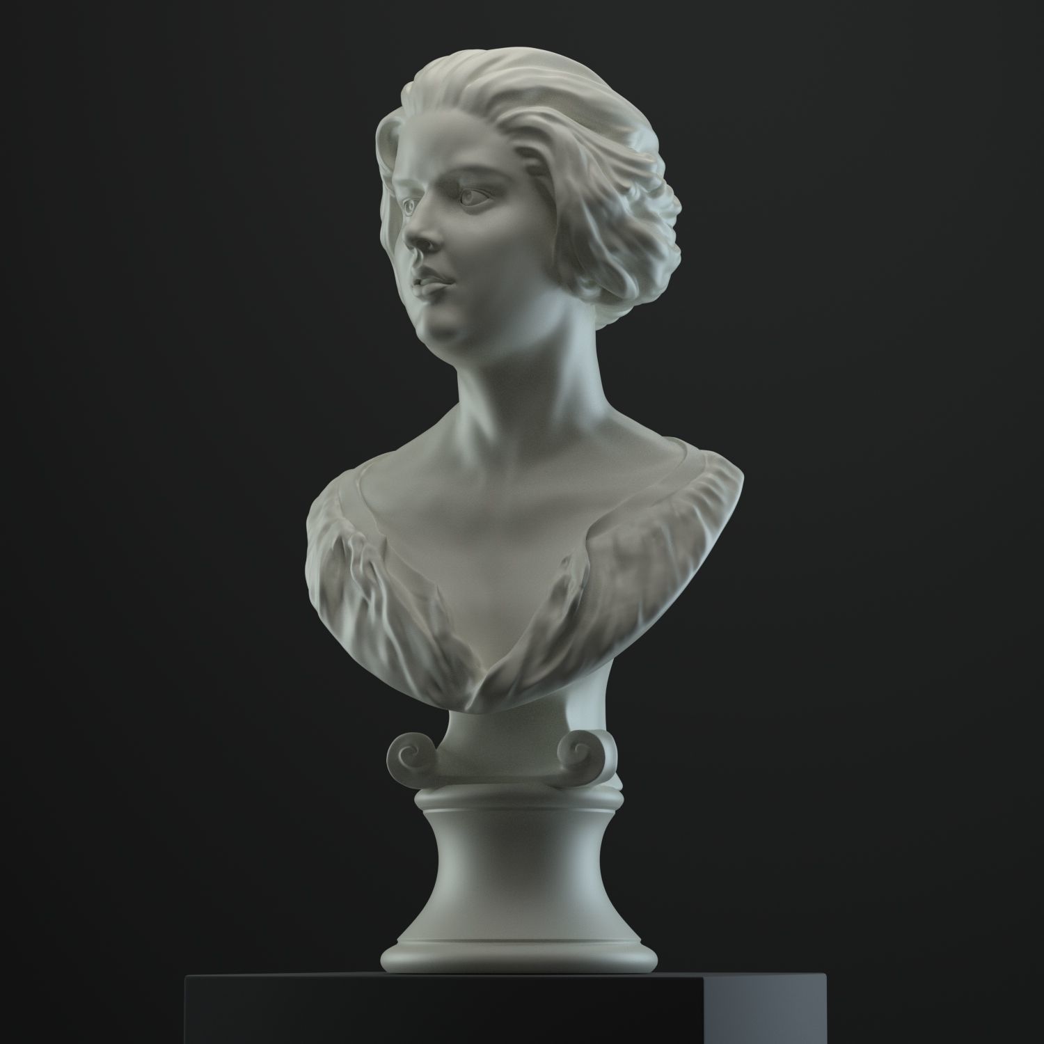 Female head sculpt model 3D model_3